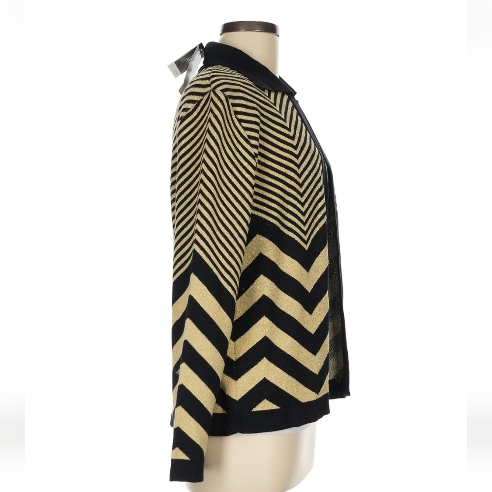 DD Collection Cardigan Luxury Chevron Black and Gold, Silk Blend, Size M - Picture 3 of 8